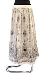 Indická bollywoodská sukně s flitry slonovinová suk5890