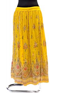 Indická bollywoodská sukně s flitry žlutá suk5891