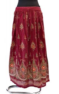 Indická bollywoodská sukně s flitry vínová suk5893