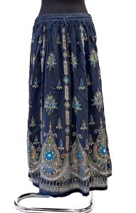 Indická bollywoodská sukně s flitry modrá suk5896