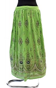 Indická bollywoodská sukně s flitry limetková suk5899