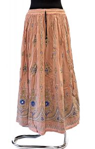 Indická bollywoodská sukně s flitry meruňková suk5901