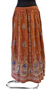 Indická bollywoodská sukně s flitry skořicová suk5902