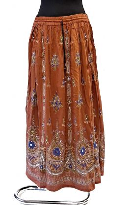 Indická bollywoodská sukně s flitry skořicová suk5902