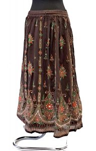 Indická bollywoodská sukně s flitry čokoládová suk5903