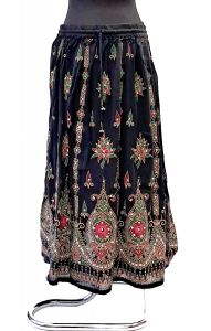 Indická bollywoodská sukně s flitry černá suk5904