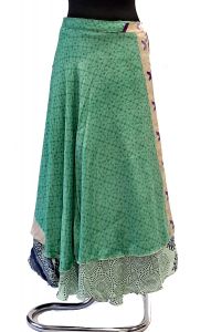 Zavinovací sukně na 100 způsobů z recyklovaných sárí akvamarínová suk5907