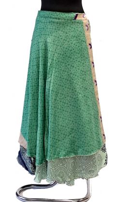 Zavinovací sukně na 100 způsobů z recyklovaných sárí akvamarínová suk5907