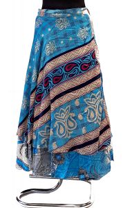 Zavinovací sukně na 100 způsobů z recyklovaných sárí tyrkysová suk5911
