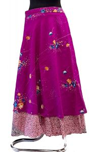 Zavinovací sukně na 100 způsobů z recyklovaných sárí fuchsiová suk5916