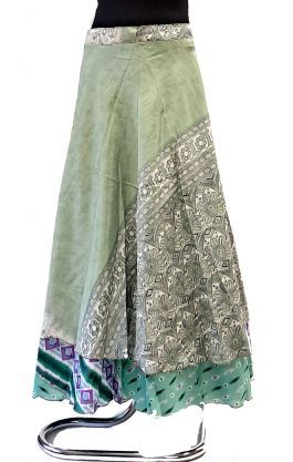 Zavinovací sukně na 100 způsobů z recyklovaných sárí pistáciová suk5919