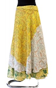 Zavinovací sukně na 100 způsobů z recyklovaných sárí žlutá suk5920