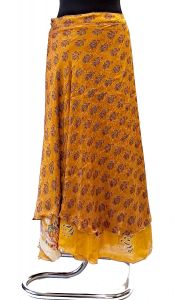 Zavinovací sukně na 100 způsobů z recyklovaných sárí zlatá suk5922