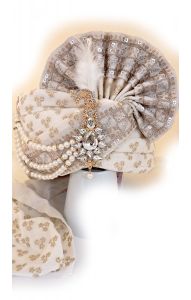 Luxusní indický turban Maharádža bílo-zlatý tu120