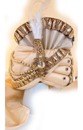 Luxusní indický turban Maharádža zlatý tu124