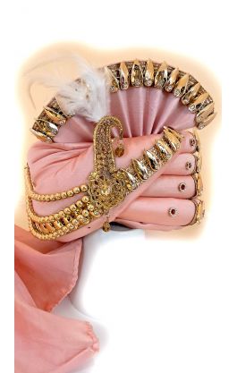 Luxusní indický turban Maharádža lososový tu126