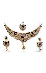 Souprava šperků bollywood za super cenu zlatá barva s fialovou ks1889
