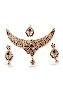 Souprava šperků bollywood za super cenu zlatá barva s vínovou ks1904