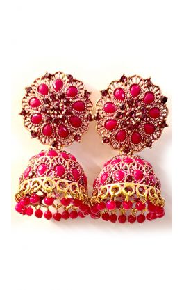 Indické náušnice zvonečky - džumky - růžové nau2148