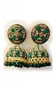 Indické náušnice zvonečky - džumky - zelené nau2152