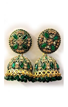 Indické náušnice zvonečky - džumky - zelené nau2152