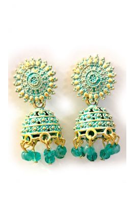 Drobné zvonečkové náušničky - džumky akvamarínové nau2153