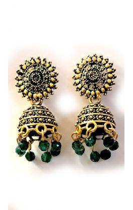 Drobné zvonečkové náušničky - džumky zelené nau2154