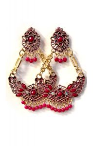 Tradiční indické náušnice červené nau2159