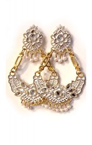 Tradiční indické náušnice bílé nau2160