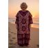 Bavlněný batikovaný kaftan XXL vínový kaf1583