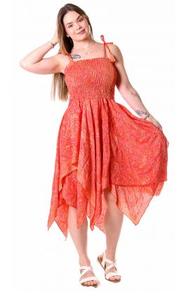 Hedvábně jemné šaty - sukně z Indie oranžové sty1093