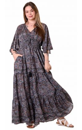 Hedvábně jemné hippie boho šaty z Indie černé sty1097