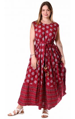 Tradiční indické dlouhé šaty vínové sty1099