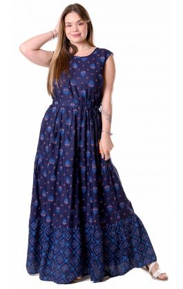 Tradiční indické dlouhé šaty modré sty1101