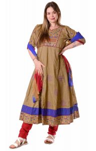 Anarkali pandžábí se spodničkou - béžové pun1909