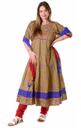 Anarkali pandžábí se spodničkou - béžové pun1909