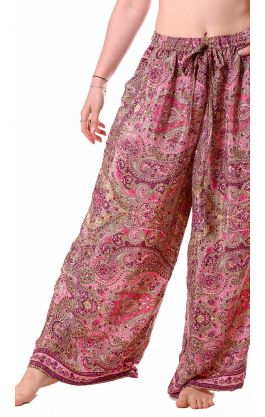 Hedvábně jemné palazzo kalhoty růžové kal1750