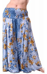 Kalhotová sukně z recyklovaných sárí pomněnková kal1759