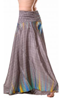 Kalhotová sukně z recyklovaných sárí šedá kal1764