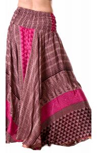 Kalhotová sukně z recyklovaných sárí pudrová kal1765