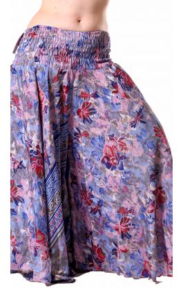 Kalhotová sukně z recyklovaných sárí květovaná kal1768