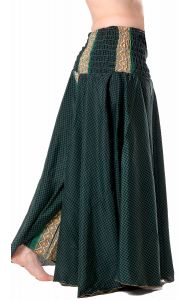 Kalhotová sukně z recyklovaných sárí zelená kal1769
