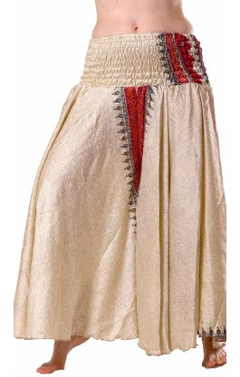 Kalhotová sukně z recyklovaných sárí slonovinová kal1771