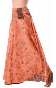 Kalhotová sukně z recyklovaných sárí meruňková kal1772