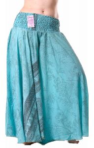 Kalhotová sukně z recyklovaných sárí tyrkysové kal1775