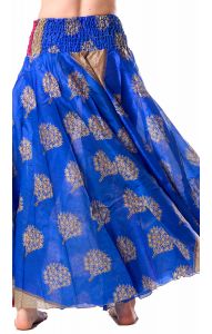 Kalhotová sukně z recyklovaných sárí modrá kal1776