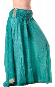 Kalhotová sukně z recyklovaných sárí akvamarínová kal1777