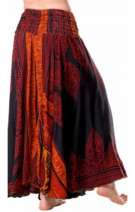 Kalhotová sukně z recyklovaných sárí černá kal1781