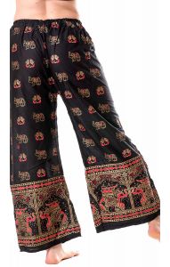 Palazzo kalhoty se slony černé kal1784