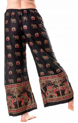 Palazzo kalhoty se slony černé kal1784